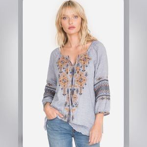 Johnny Was Amika Peasant Top In Blue